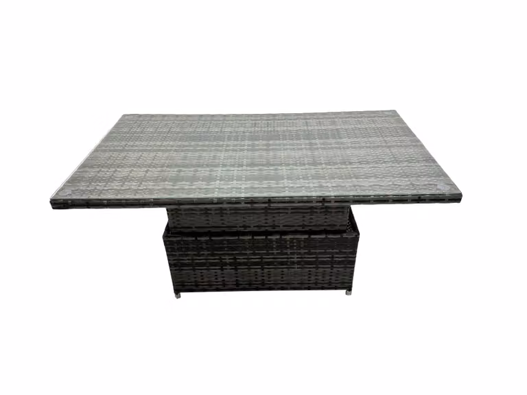 Fimous Outdoor Love Sofa Set with Adjustable Lifting Dining or Coffee Table in Dark Grey