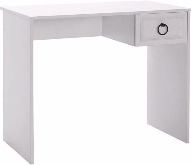Nordara Matt White Modern Writing Desk with Single Pedestal and One Drawer