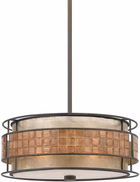 Loops Renaissance Copper 4 Bulb Ceiling Pendant Light Fitting with Glass and Metal Details, E27 60W LED Compatible