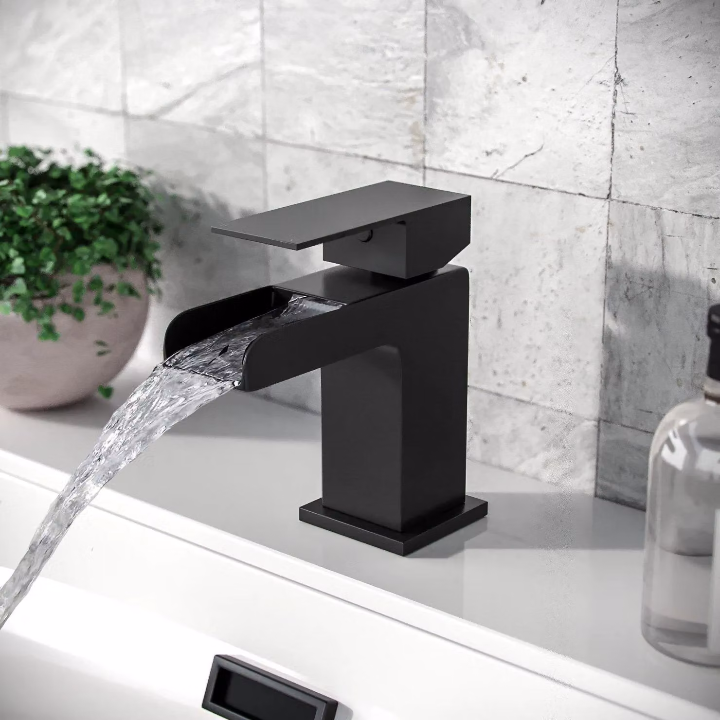 Nes Home Designer Matt Black Basin Mono Mixer Tap and Bath Filler Set with Handset – 2