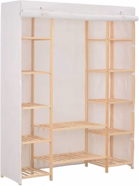 Berkfield Home White Fabric Wardrobe W/D/H: 135 x 40 x 170 cm