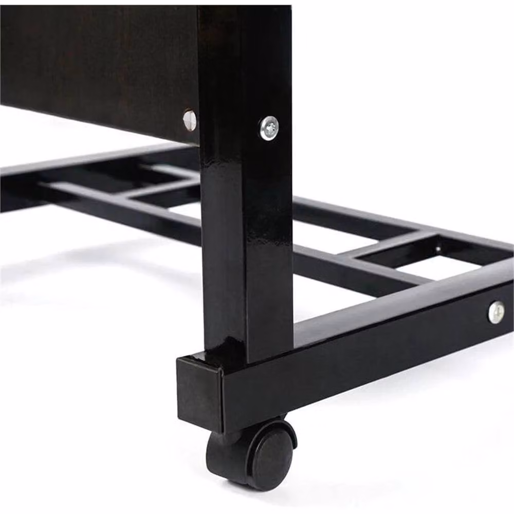 FORGEVIO Height Adjustable Laptop Desk with Black Metal Sled Base and Black MDF Laminate Top – 3