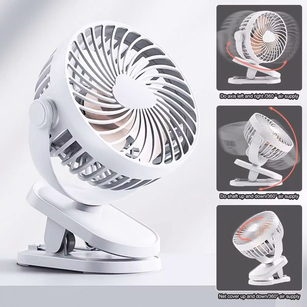 NESTLUNE USB Rechargeable Mini Clip-On Fan in White – 2