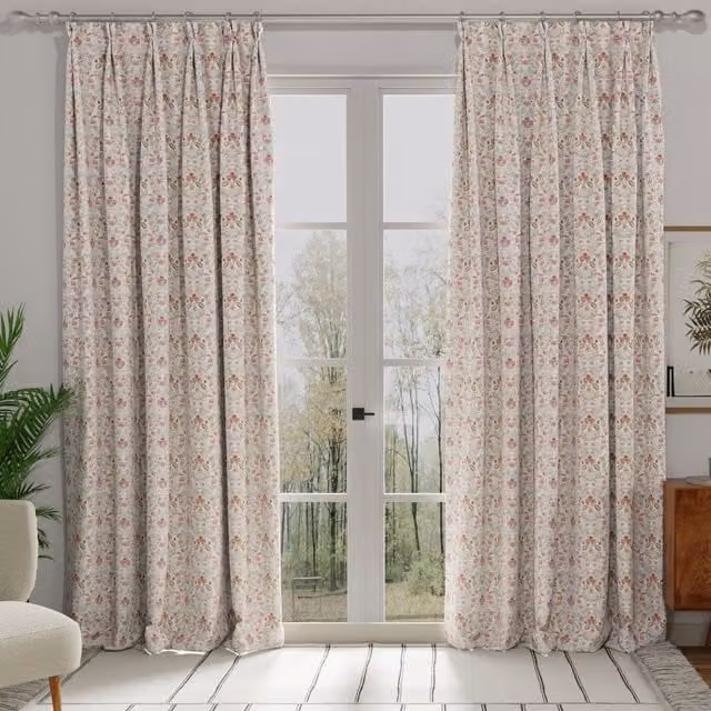 ANTE DECOR Skoll Made to Measure Blackout Floral Cotton Curtain Panel in Pink