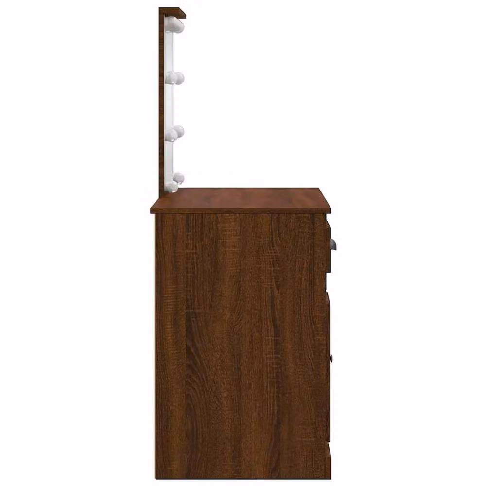 Berkfield Home Hollywood LED Dressing Table in Brown Oak, W/D/H: 90 x 42 x 132.5 cm – 4