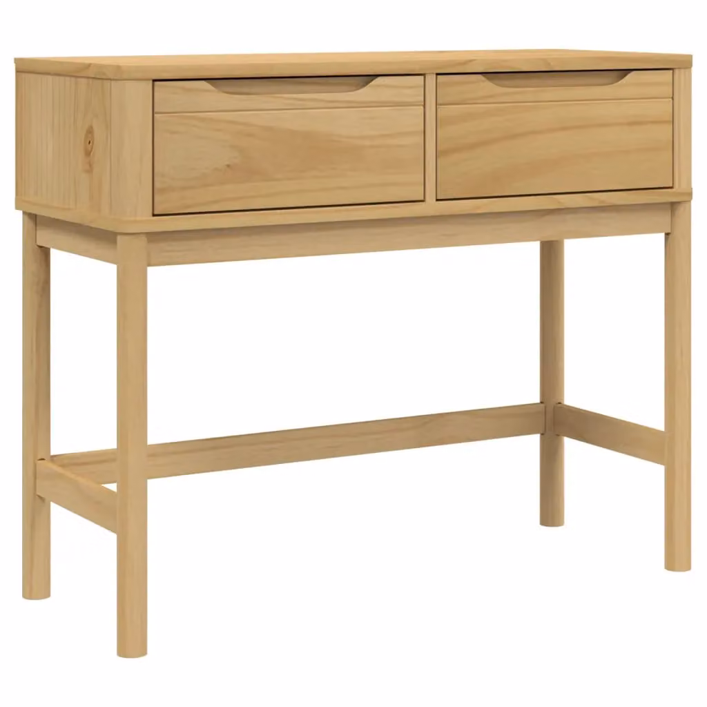 Berkfield Home FLORO Console Table in Wax Brown Solid Wood Pine, W: 89.5 cm, D: 36.5 cm, H: 73 cm – 2