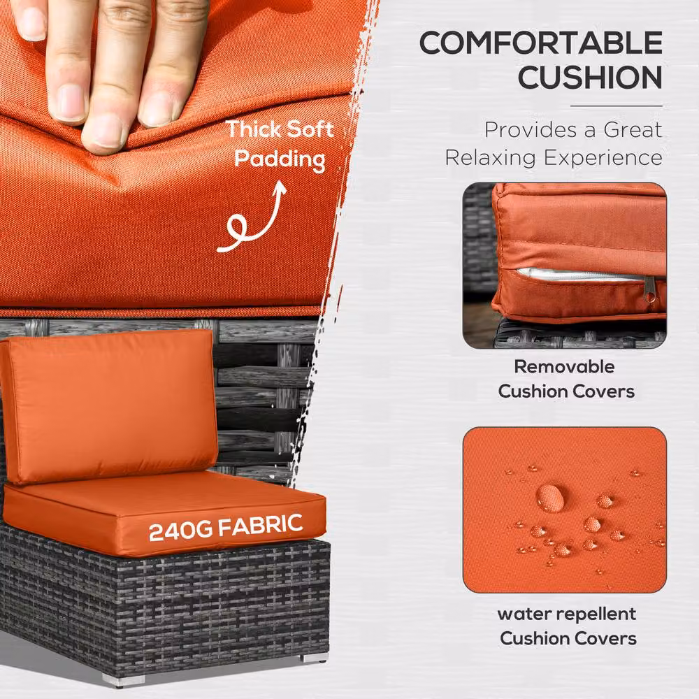 STILVORA 8-Piece Modular Sofa in Orange – 3