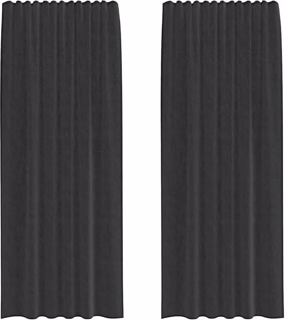 Berkfield Home Black Transparent Voile Fabric Panel Curtains with Rod Pockets, 2 Pack