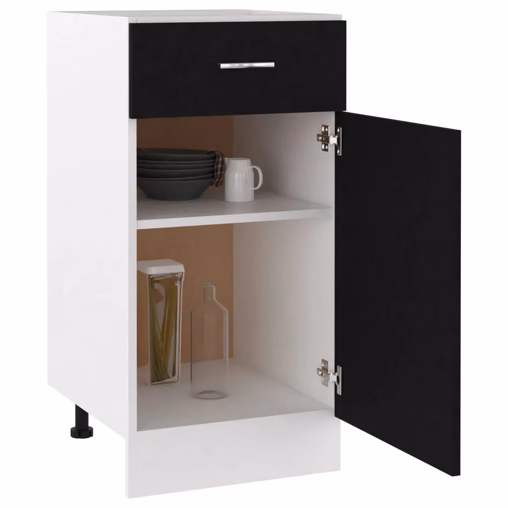 Berkfield Home Black Matt Kitchen Base Unit with Internal Drawers and Shelves, W/D/H: 40 x 46 x 81.5 cm – 3