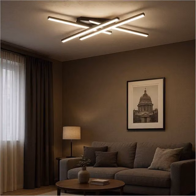 Loops Modern Black LED Semi Flush Ceiling Light with Included Bulb – 1