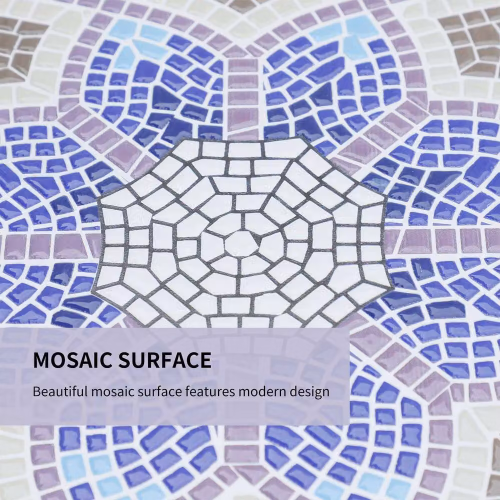 OUTSUNNY Mosaic Round Garden Side Table with Multicolour Ceramic Top, Diameter: 60 cm – 3