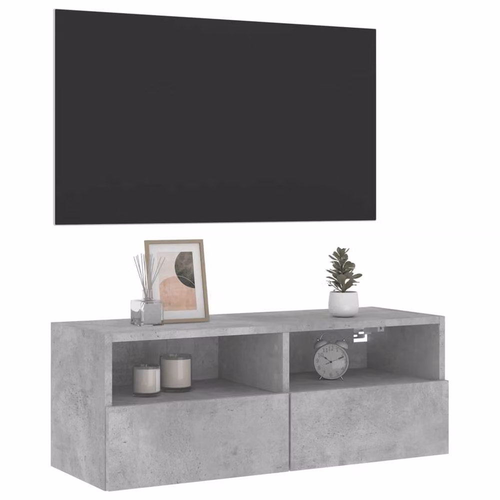 Berkfield Home Wall Mounted TV Cabinet in Concrete Grey, W: 80 cm, D: 30 cm, H: 30 cm – 4