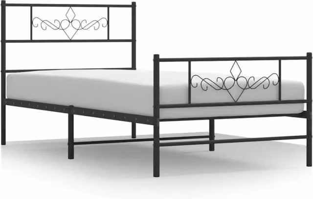 Berkfield Home Metal Bed Frame with Headboard and Footboard in Black, W/D/H: 80 x 200 cm – 1