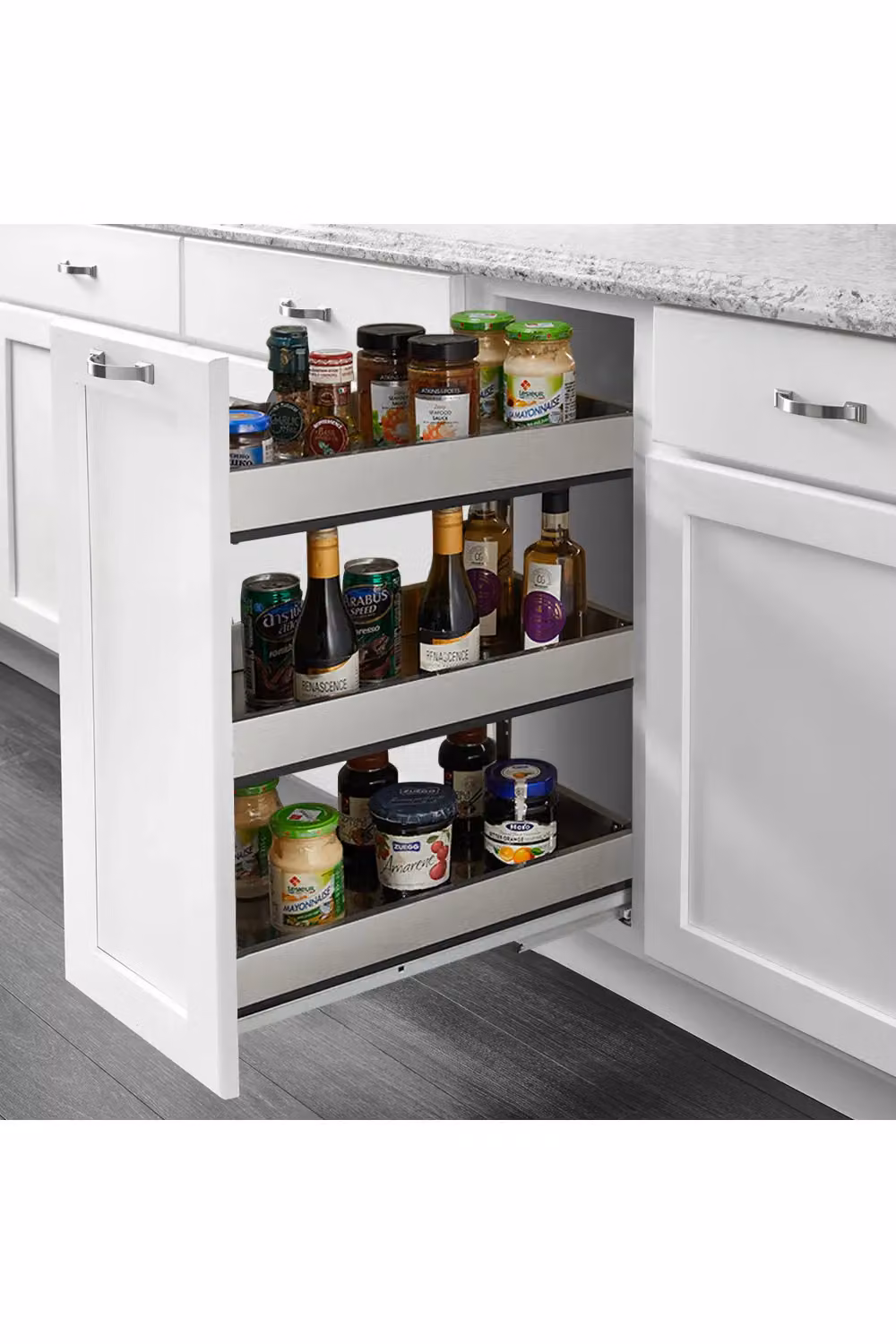 Living and Home 3-Tier Kitchen Cabinet Pull Out Drawer Storage Organiser, Black, Width: 43 cm – 2