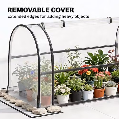 Outsunny Raised Garden Bed with Flip-Top Cover in Black – 4