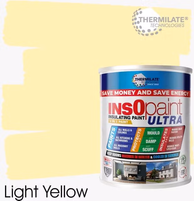 THERMILATE TECHNOLOGIES InsOpaint ULTRA 9 in 1 Interior and Exterior Acrylic Dispersion Paint, Light Yellow, 1 l – 1