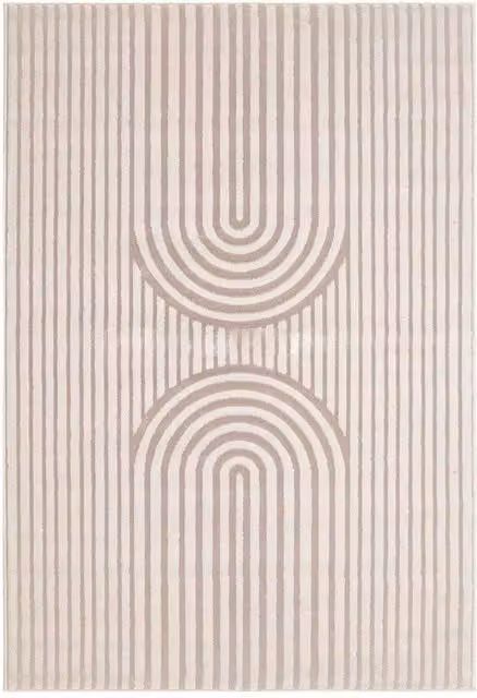 OHS Decor Arches Metallic Textured Geometric Rug in Pink and Gold, 110 cm