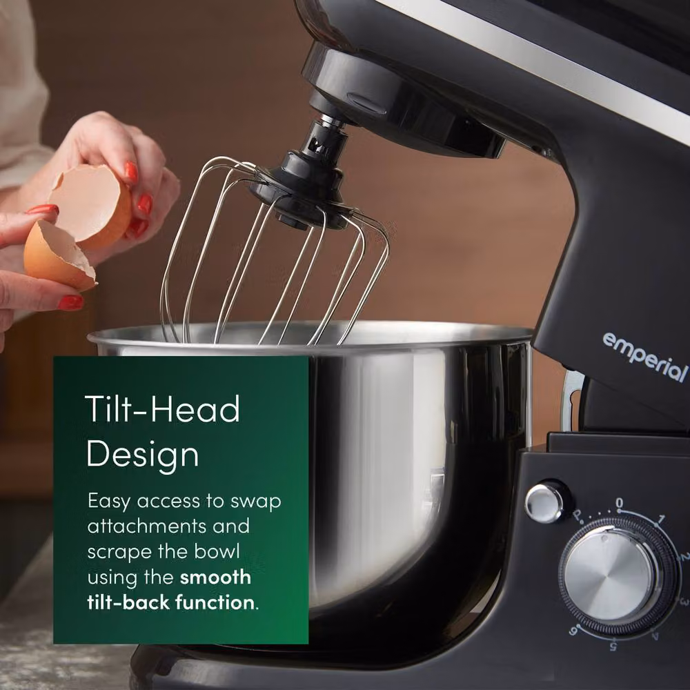 Emperial 5L Stand Mixer in Black with 6 Speeds, Dough Hook, Whisk and Beater – 2