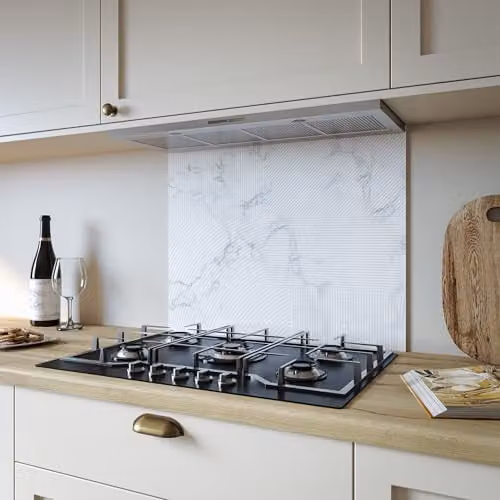 Bushboard Marble Arc Grey Kitchen Hob Splashback Panel, Heat Resistant Aluminium Wall Protector, W: 60 cm, H: 80 cm