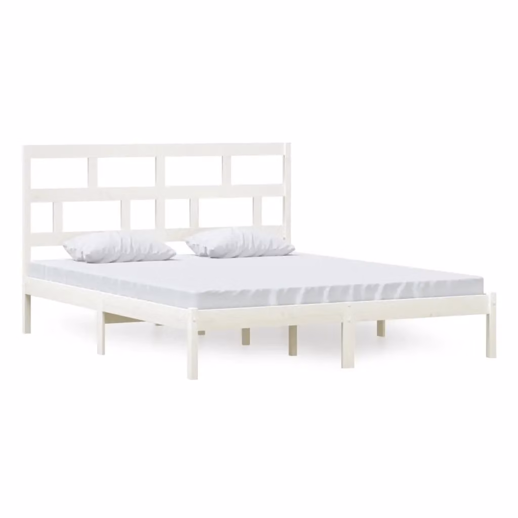 Berkfield Home Modern White Lacquered Solid Pine Bed Frame W/D/H: 160 x 200 cm – 2