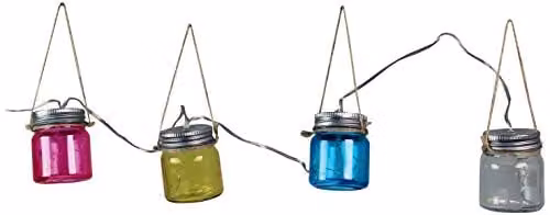 Luxform Blanes Solar LED Multicolour Glass Jar String Lights