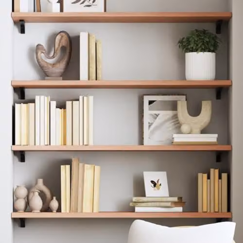 vidaXL Rustic Oak Wall Shelf, Brown, W: 80 cm, D: 30 cm, H: 2 cm – 2