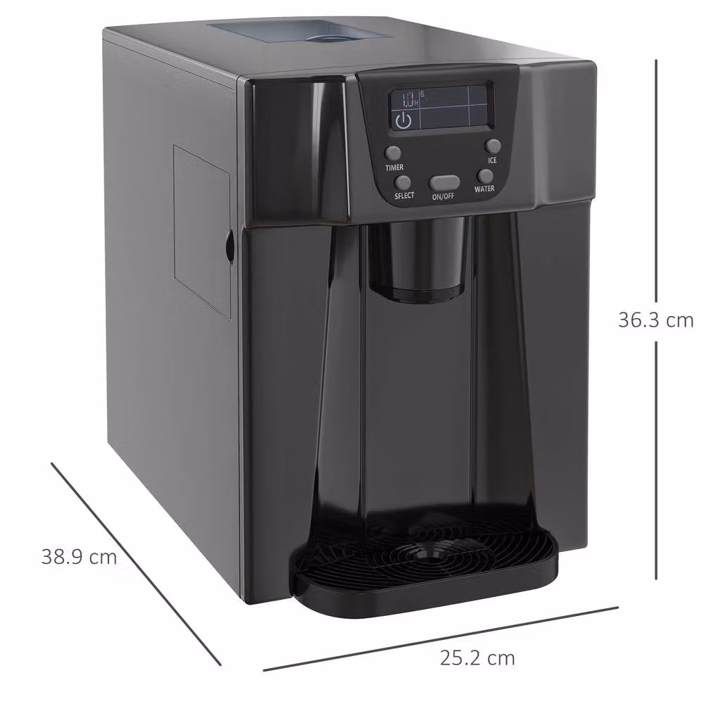 Rolipo Black Countertop Ice Maker Machine and Water Dispenser with Digital Display, 3L – 3