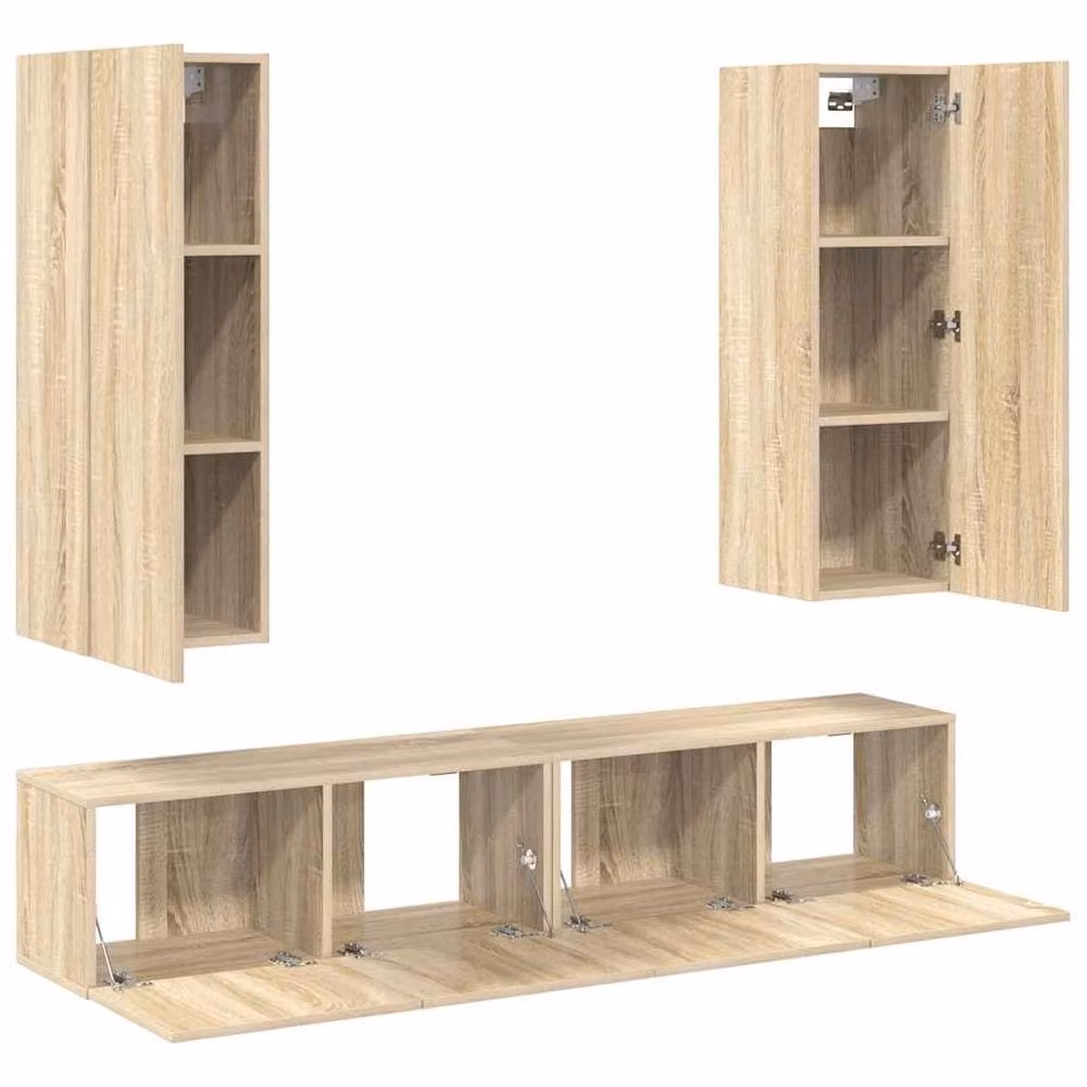 Berkfield Home 4 Piece TV Cabinet Set in Sonoma Oak and Beige Engineered Wood – 2