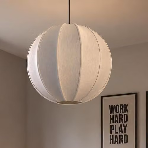 CGC Lighting Anica Round Fabric Lampshade in Beige and White – 3