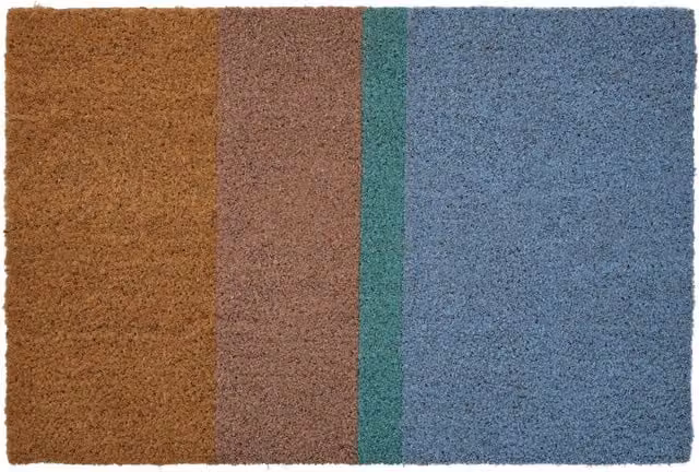 Orsina Japandi Striped Round Coir Doormat, Multicolour, Diameter: 100 cm