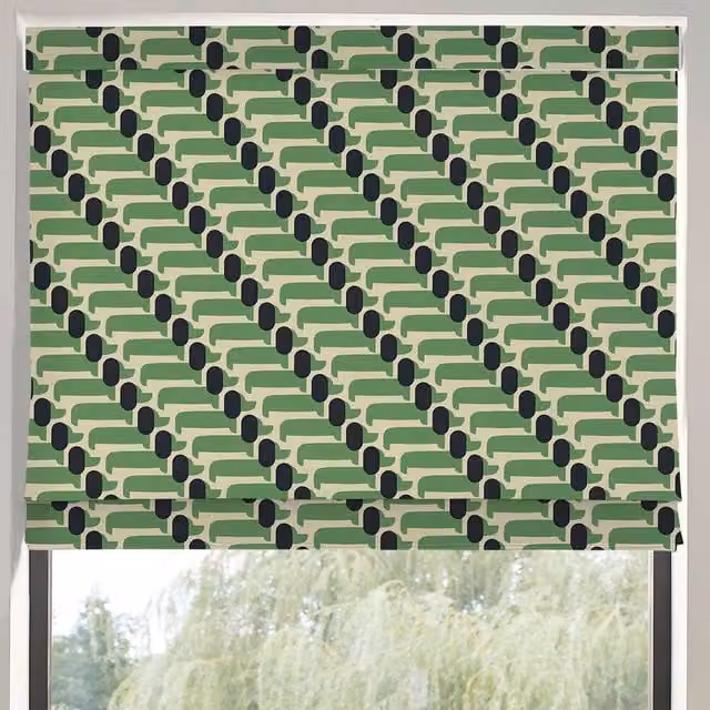 Orla Kiely Dog Show Made to Measure Blackout Roman Blind in Green