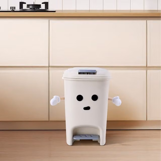 Livingandhome 20L Plastic Cream Bin with Foot Pedal and Push Top
