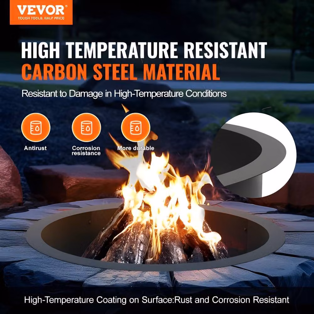VEVOR 35 inch Carbon Steel 7-Section Fire Pit Ring in Black for Above or In-Ground DIY Campfires – 2