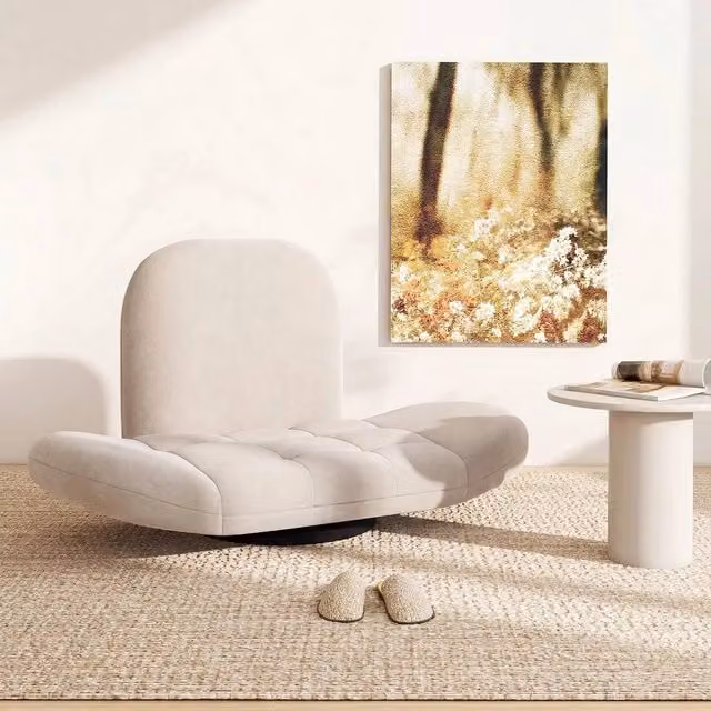 FORGEVIO Folding Gaming Chair with Adjustable Backrest and Armrests in White