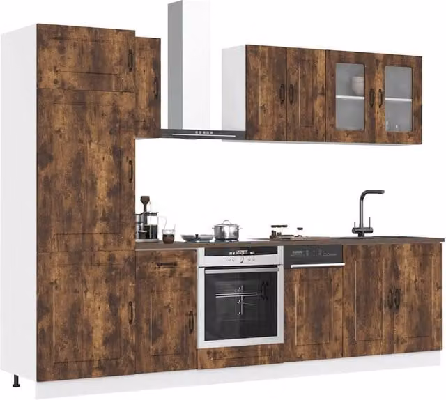 Berkfield Home Kalmar 8 Piece Kitchen Cabinet Set in Smoked Oak Brown Engineered Wood – 1