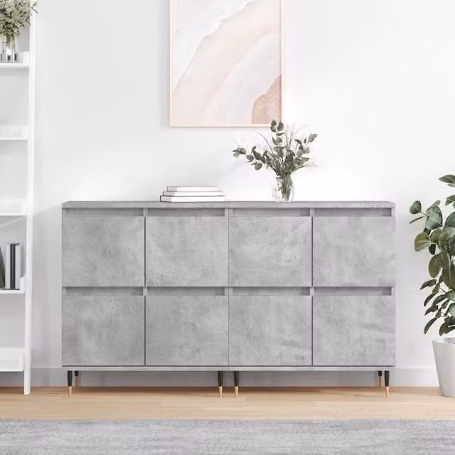 Berkfield Home Set of 2 Sideboards in Concrete Grey Engineered Wood