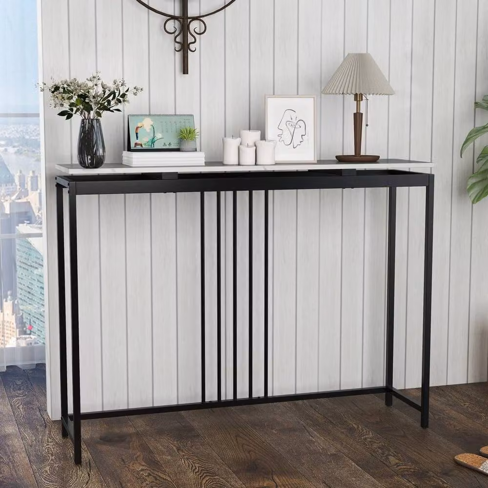 EONLION Modern Black Marble Console Table for Living Room and Hallway, W: 100 cm, H: 90 cm – 4