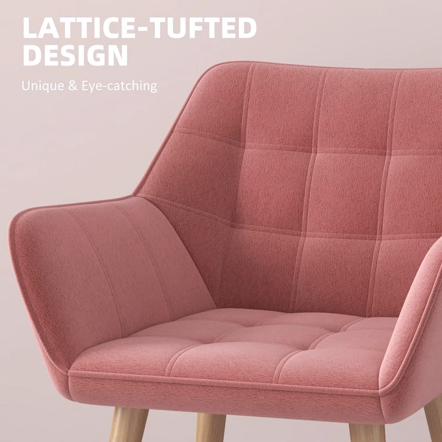 HOMCOM Pink Velvet Accent Chair with Armrests and Metal and Wood Legs – 3