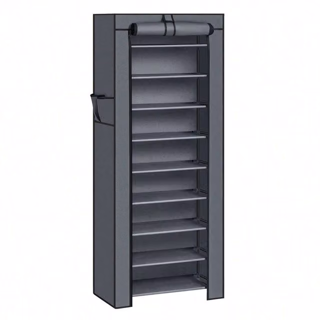 SONGMICS 10-Tier Shoe Storage Rack Organiser in Grey