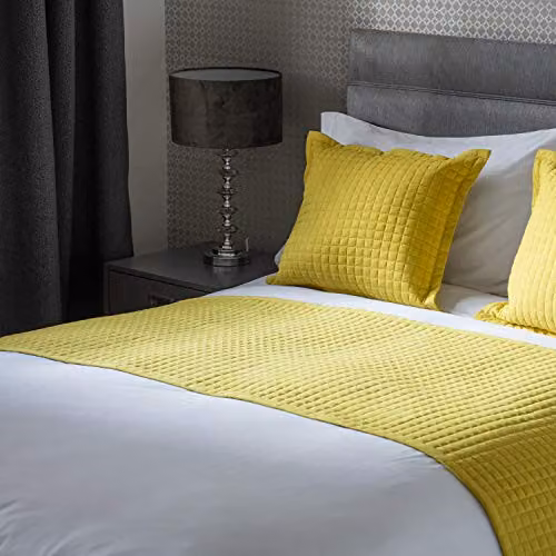 Belledorm Crompton Quilted Jersey Bed Runner in Yellow, W: 70 cm, L: 220 cm – 2