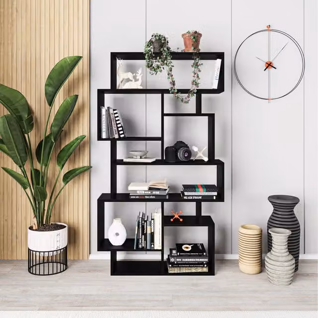 HOCUS PICUS 6 Tier Modern Black Cube Bookcase for Home or Office