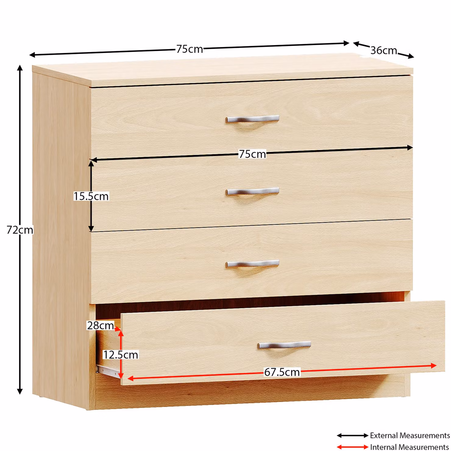Vida Designs Riano 4 Piece Brown Bedroom Set with 3 Drawer Bedside Tables and 4 Drawer Chest – 2