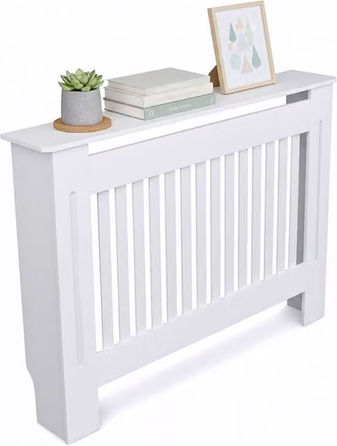 Novecrafto Modern Slatted MDF Radiator Cover in White, W/D/H: 112 x 19 x 82 cm – 1