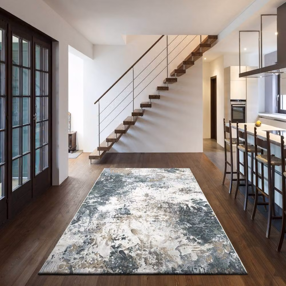 The Rug Shop UK Charm Modern Abstract Easy Care Area Rug in Blue, W: 160 cm, D: 230 cm – 2