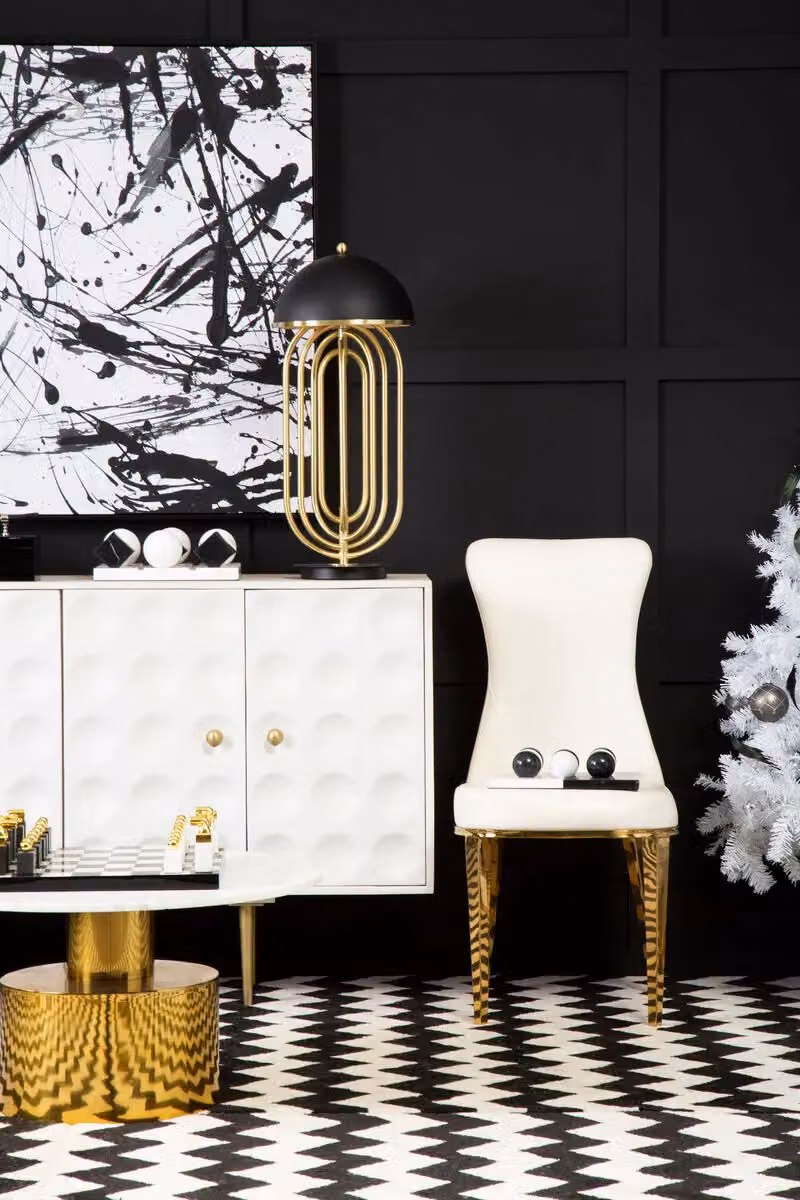 Orsina White Faux Leather Dining Chair with Gold Metal Frame – 3