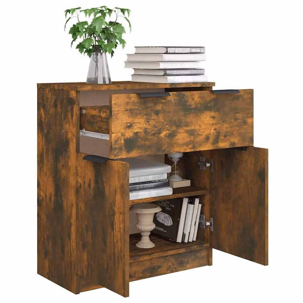 Berkfield Home Modern Smoked Oak Sideboard in Brown, W/D/H: 60 x 30 x 70 cm – 3