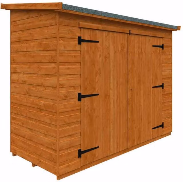 Buttercup Farm Pent Compact 12mm Solid Wood Shed in Burnt Orange