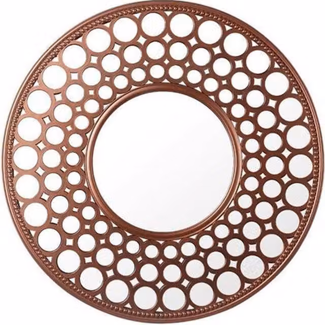 Biznest Round Geometric Designer Wall Mirror in Copper