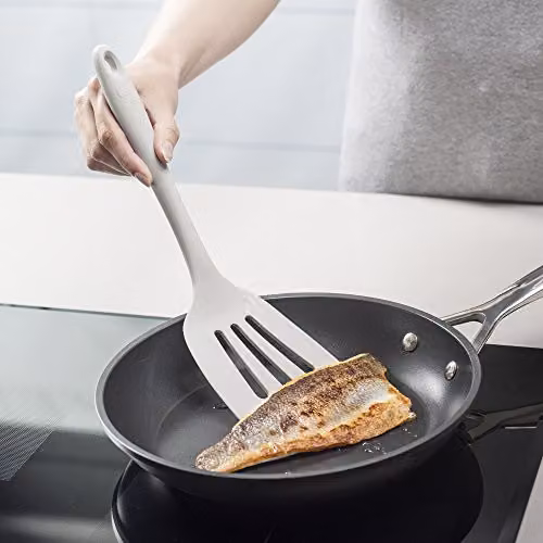 Zeal Silicone Non-Stick Slotted Fish Slice and Cooking Turner, Grey, Length: 30 cm – 5