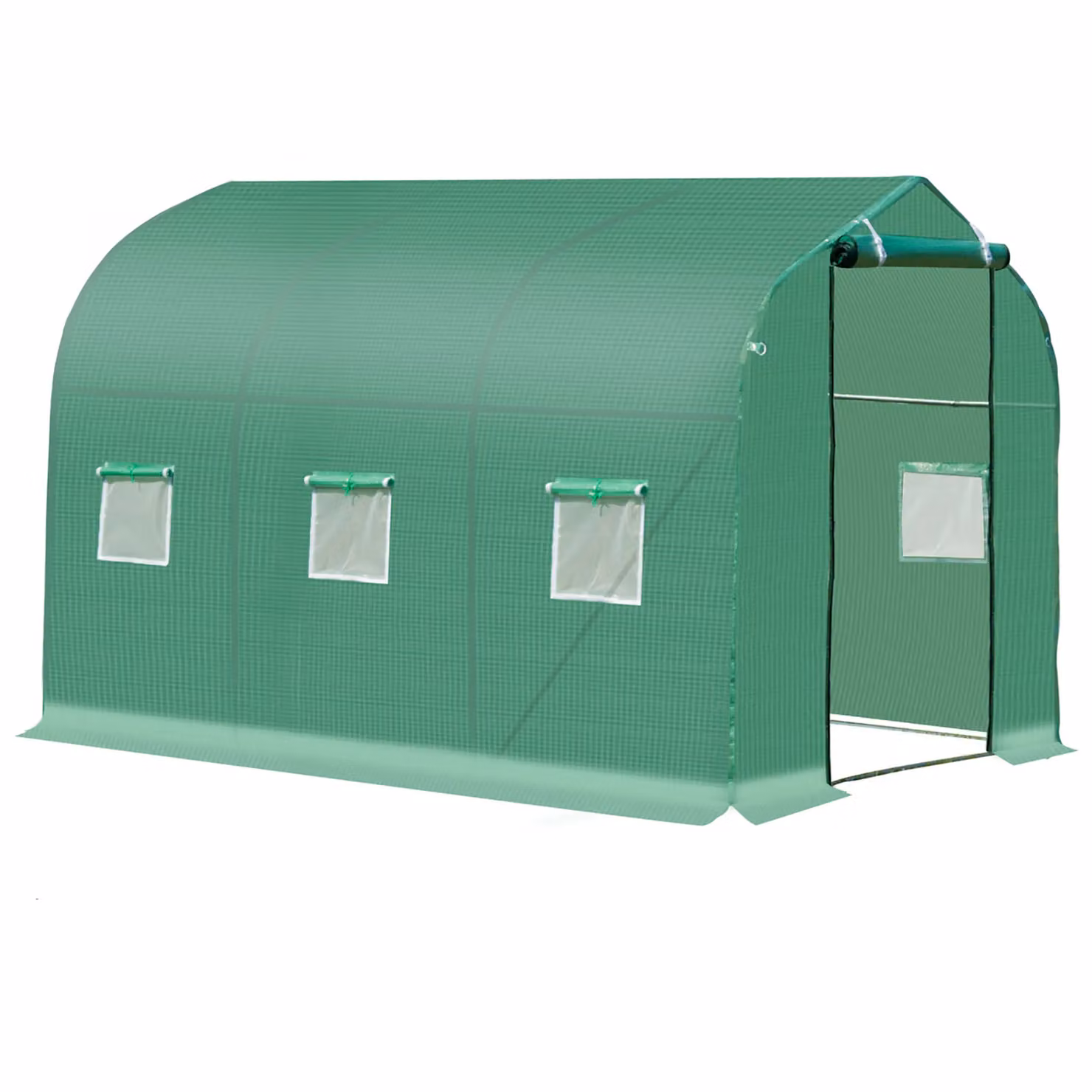 OUTSUNNY Green Walk-in Polytunnel Greenhouse with Galvanised Steel Frame and Zipped Door – 2